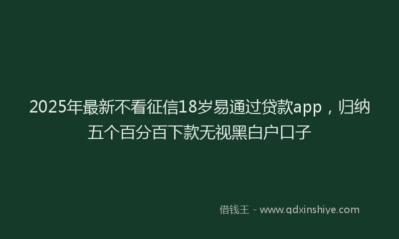 2025年最新不看征信18岁易通过贷款app，归纳五个百分百下款无视黑白户口子
