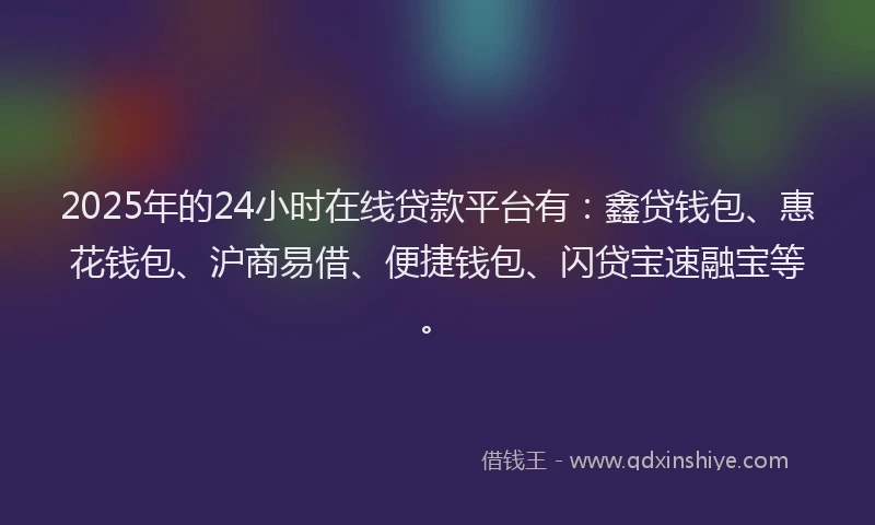 2025年的24小时在线贷款平台有：鑫贷钱包、惠花钱包、沪商易借、便捷钱包、闪贷宝速融宝等。