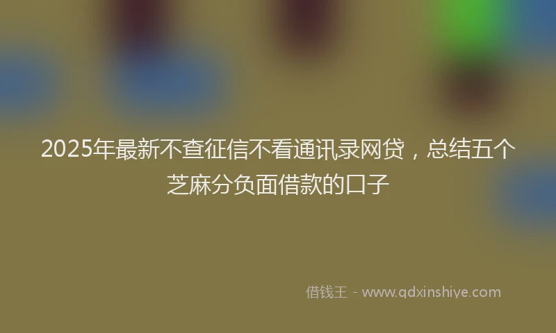 2025年最新不查征信不看通讯录网贷，总结五个芝麻分负面借款的口子