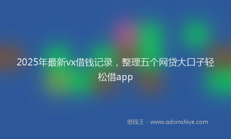 2025年最新vx借钱记录，整理五个网贷大口子轻松借app