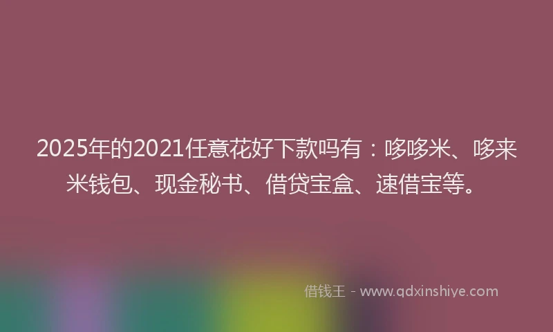 2025年的2021任意花好下款吗有：哆哆米、哆来米钱包、现金秘书、借贷宝盒、速借宝等。
