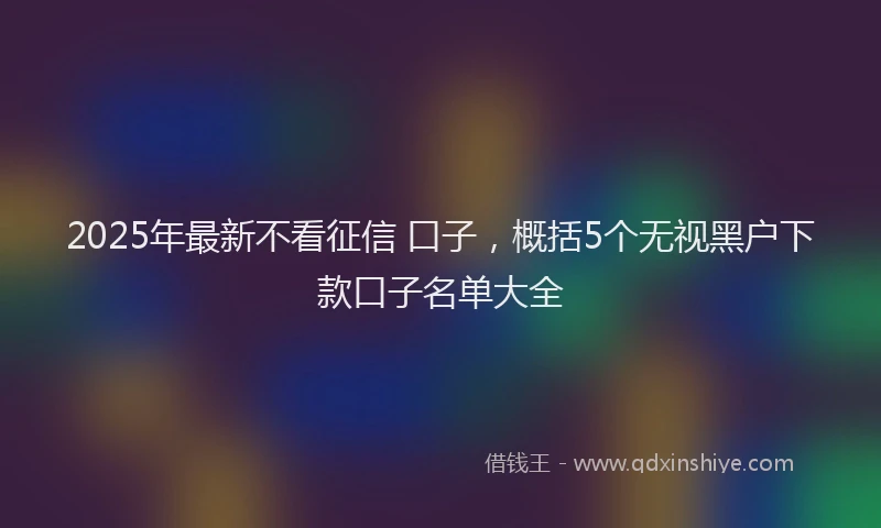 2025年最新不看征信 口子，概括5个无视黑户下款口子名单大全