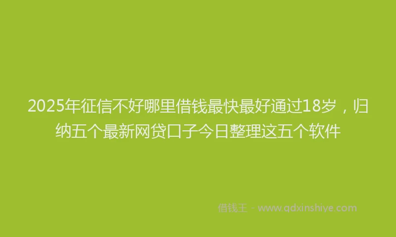 2025年征信不好哪里借钱最快最好通过18岁，归纳五个最新网贷口子今日整理这五个软件