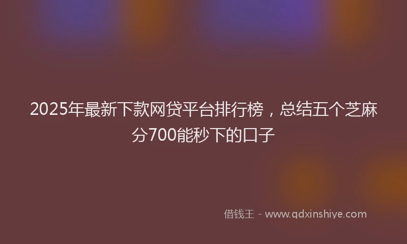 2025年最新下款网贷平台排行榜，总结五个芝麻分700能秒下的口子