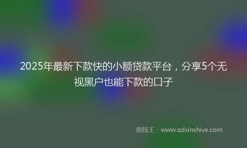 2025年最新下款快的小额贷款平台，分享5个无视黑户也能下款的口子