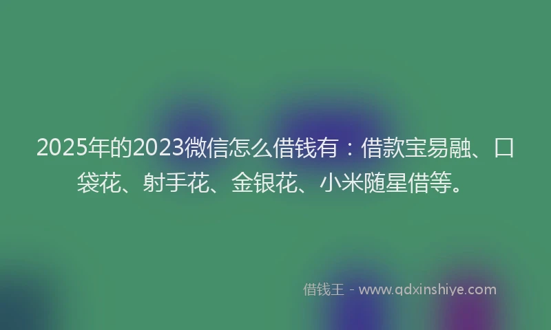 2025年的2023微信怎么借钱有：借款宝易融、口袋花、射手花、金银花、小米随星借等。