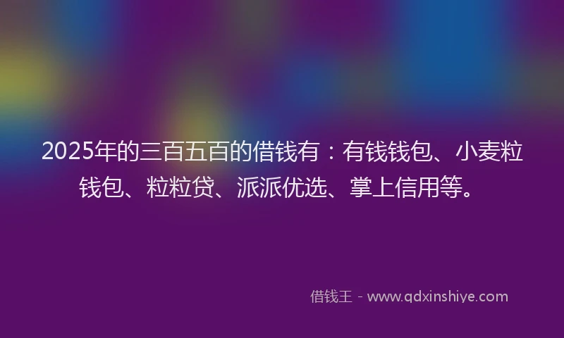 2025年的三百五百的借钱有：有钱钱包、小麦粒钱包、粒粒贷、派派优选、掌上信用等。
