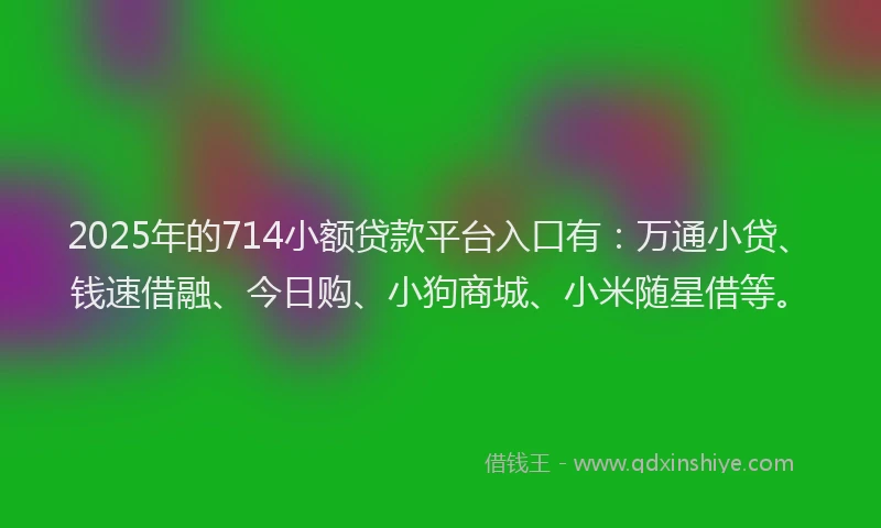 2025年的714小额贷款平台入口有：万通小贷、钱速借融、今日购、小狗商城、小米随星借等。