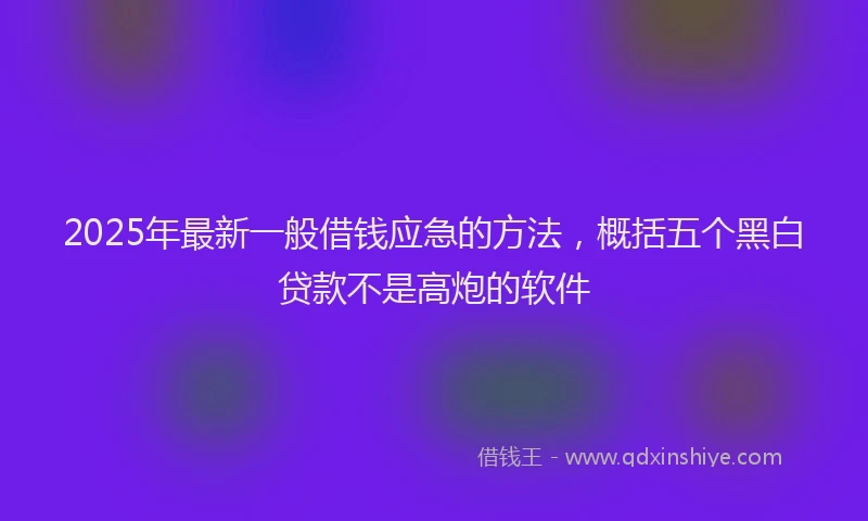 2025年最新一般借钱应急的方法，概括五个黑白贷款不是高炮的软件