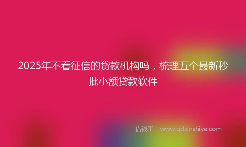 2025年不看征信的贷款机构吗，梳理五个最新秒批小额贷款软件