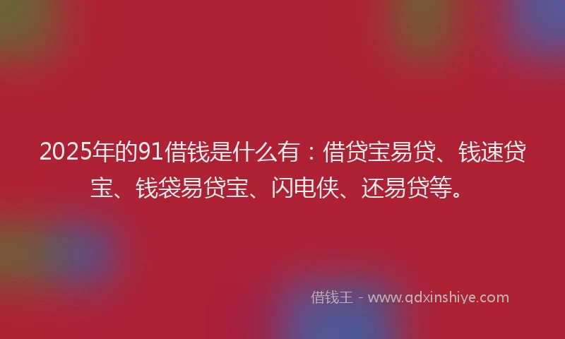 2025年的91借钱是什么有：借贷宝易贷、钱速贷宝、钱袋易贷宝、闪电侠、还易贷等。