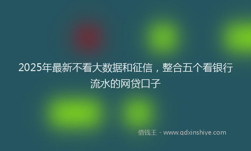 2025年最新不看大数据和征信，整合五个看银行流水的网贷口子