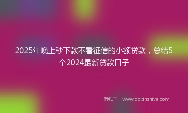 2025年晚上秒下款不看征信的小额贷款，总结5个2024最新贷款口子