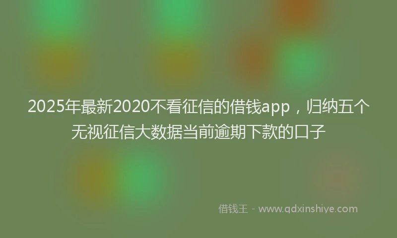 2025年最新2020不看征信的借钱app，归纳五个无视征信大数据当前逾期下款的口子