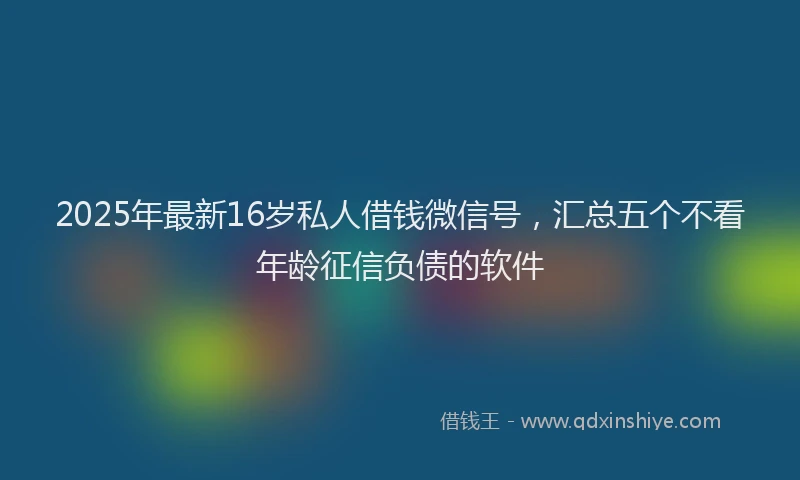 2025年最新16岁私人借钱微信号，汇总五个不看年龄征信负债的软件