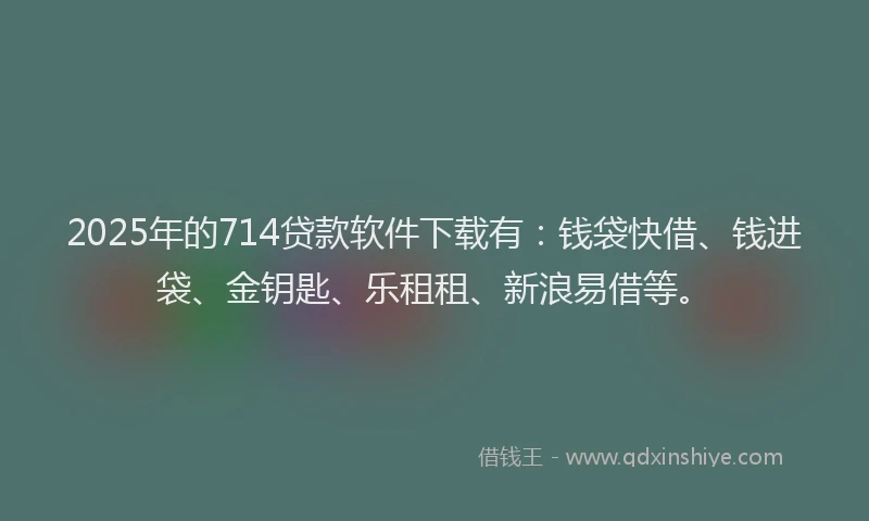 2025年的714贷款软件下载有：钱袋快借、钱进袋、金钥匙、乐租租、新浪易借等。
