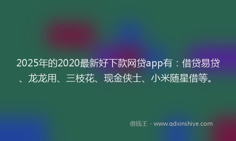 2025年的2020最新好下款网贷app有：借贷易贷、龙龙用、三枝花、现金侠士、小米随星借等。