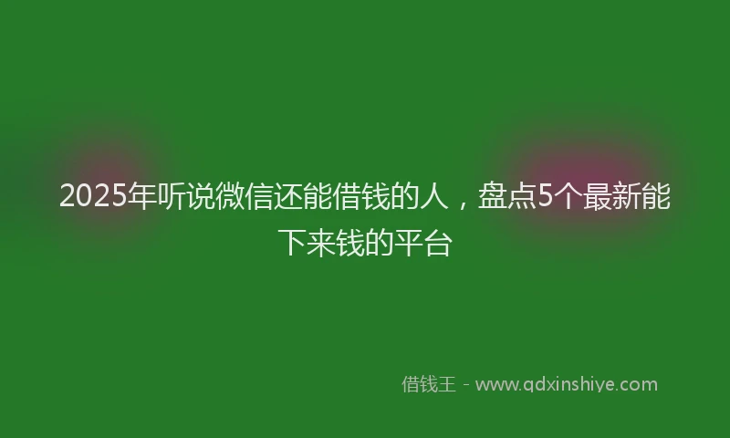 2025年听说微信还能借钱的人，盘点5个最新能下来钱的平台