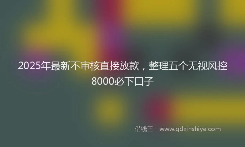 2025年最新不审核直接放款，整理五个无视风控8000必下口子