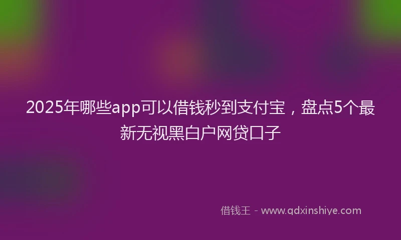 2025年哪些app可以借钱秒到支付宝，盘点5个最新无视黑白户网贷口子