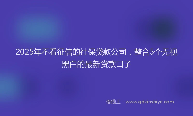 2025年不看征信的社保贷款公司，整合5个无视黑白的最新贷款口子