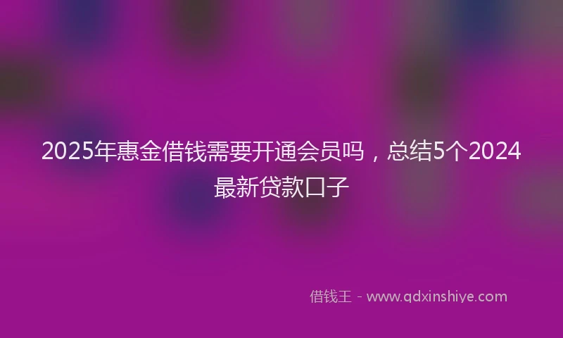 2025年惠金借钱需要开通会员吗，总结5个2024最新贷款口子
