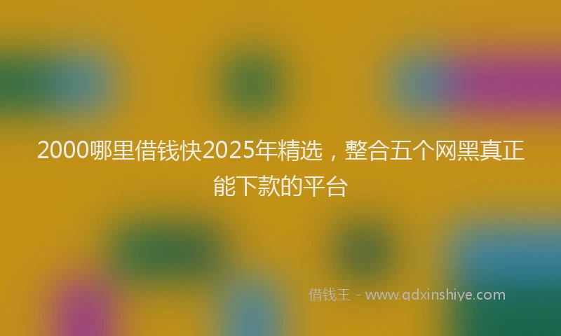 2000哪里借钱快2025年精选，整合五个网黑真正能下款的平台