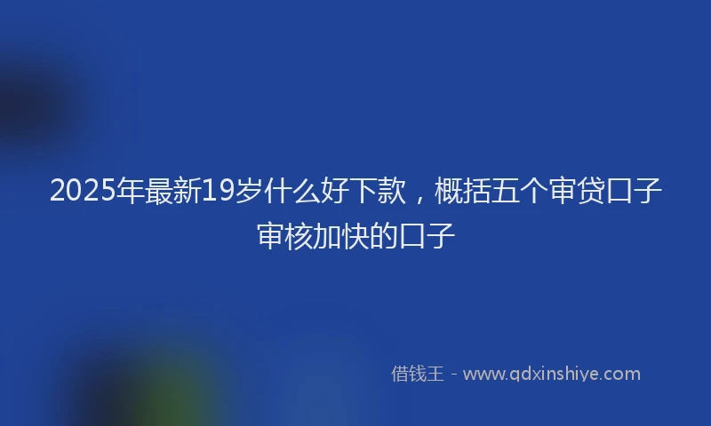 2025年最新19岁什么好下款，概括五个审贷口子审核加快的口子