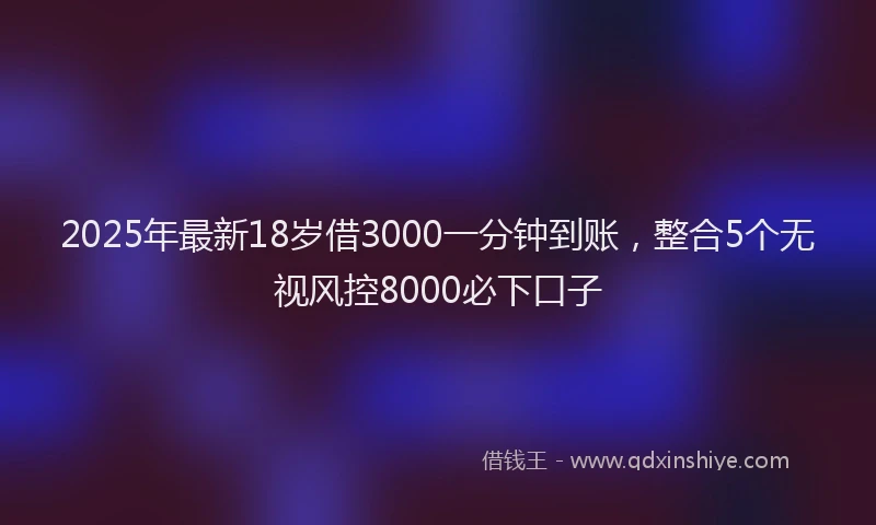 2025年最新18岁借3000一分钟到账，整合5个无视风控8000必下口子
