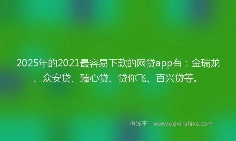 2025年的2021最容易下款的网贷app有：金瑞龙、众安贷、臻心贷、贷你飞、百兴贷等。