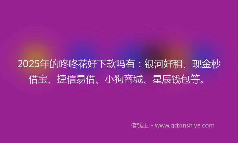 2025年的咚咚花好下款吗有：银河好租、现金秒借宝、捷信易借、小狗商城、星辰钱包等。
