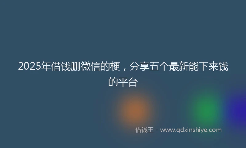 2025年借钱删微信的梗，分享五个最新能下来钱的平台