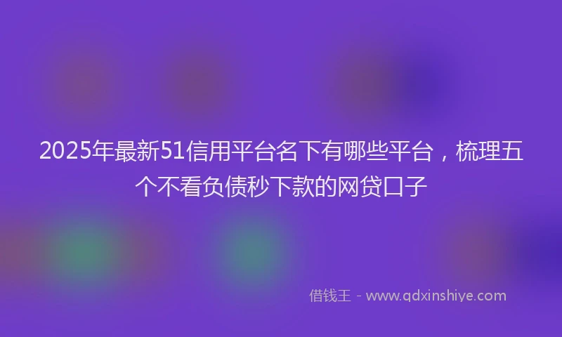 2025年最新51信用平台名下有哪些平台，梳理五个不看负债秒下款的网贷口子