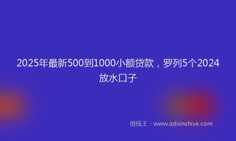 2025年最新500到1000小额贷款，罗列5个2024放水口子