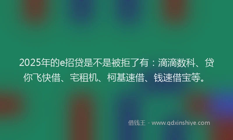 2025年的e招贷是不是被拒了有：滴滴数科、贷你飞快借、宅租机、柯基速借、钱速借宝等。