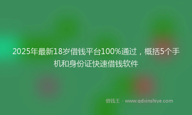 2025年最新18岁借钱平台100%通过，概括5个手机和身份证快速借钱软件