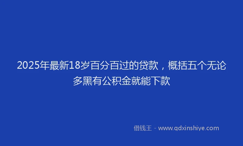 2025年最新18岁百分百过的贷款，概括五个无论多黑有公积金就能下款