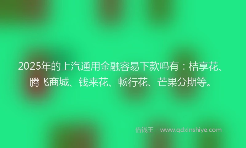 2025年的上汽通用金融容易下款吗有：桔享花、腾飞商城、钱来花、畅行花、芒果分期等。