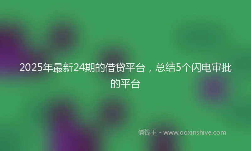 2025年最新24期的借贷平台，总结5个闪电审批的平台