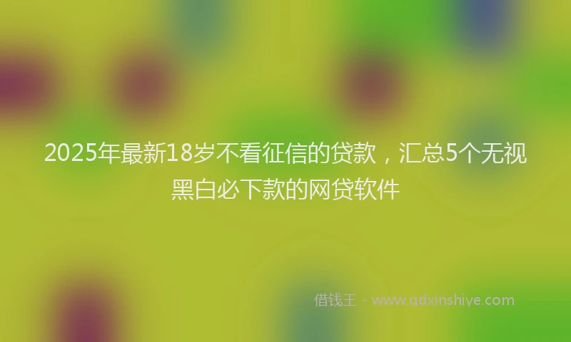 2025年最新18岁不看征信的贷款，汇总5个无视黑白必下款的网贷软件