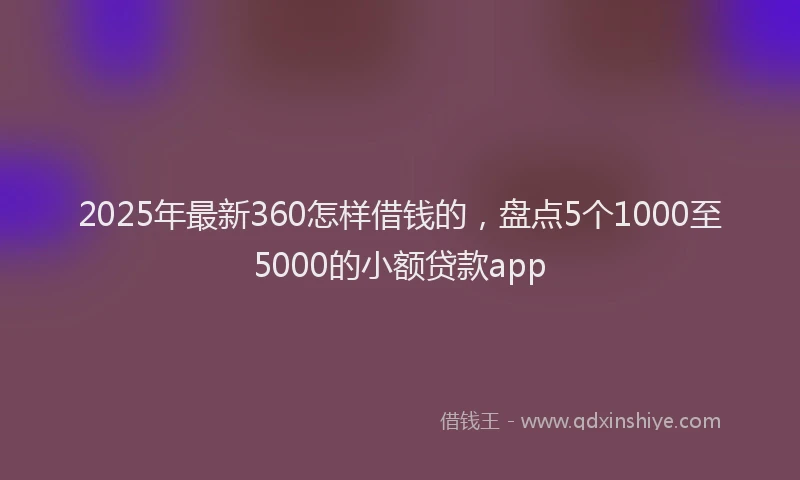 2025年最新360怎样借钱的，盘点5个1000至5000的小额贷款app