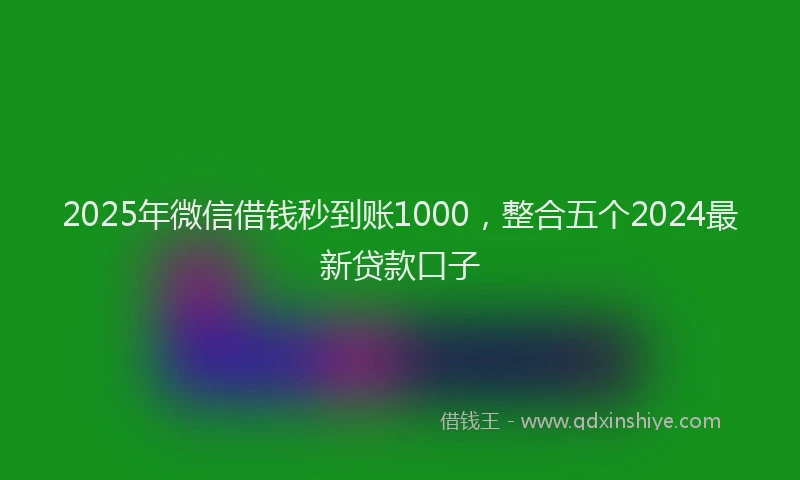 2025年微信借钱秒到账1000，整合五个2024最新贷款口子