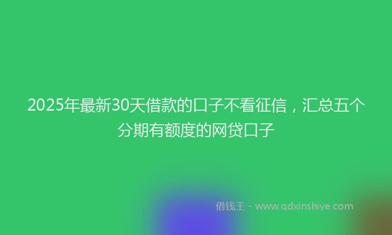 2025年最新30天借款的口子不看征信，汇总五个分期有额度的网贷口子
