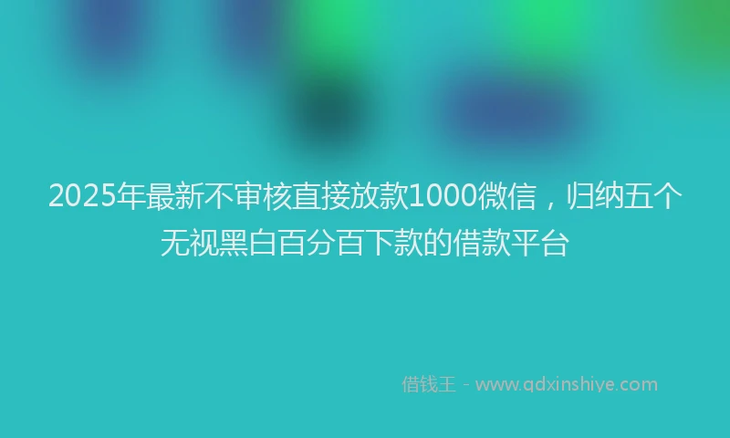 2025年最新不审核直接放款1000微信，归纳五个无视黑白百分百下款的借款平台