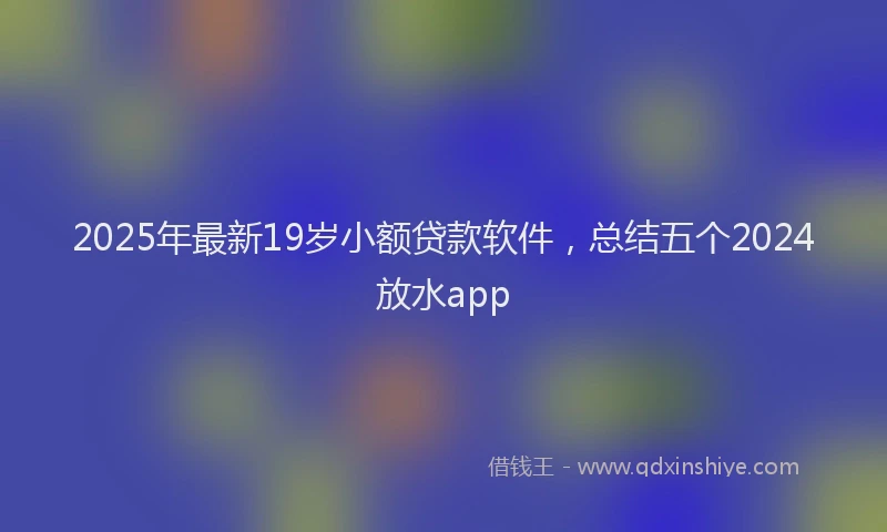 2025年最新19岁小额贷款软件，总结五个2024放水app