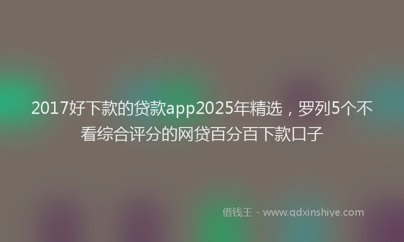 2017好下款的贷款app2025年精选，罗列5个不看综合评分的网贷百分百下款口子