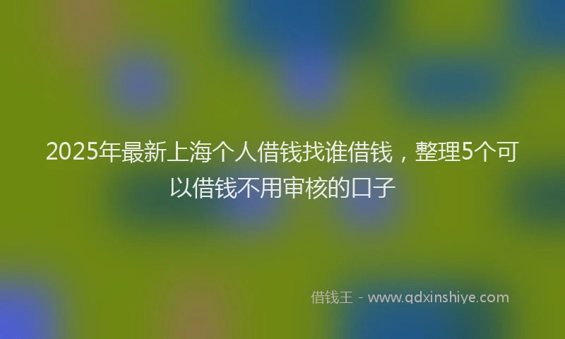2025年最新上海个人借钱找谁借钱，整理5个可以借钱不用审核的口子