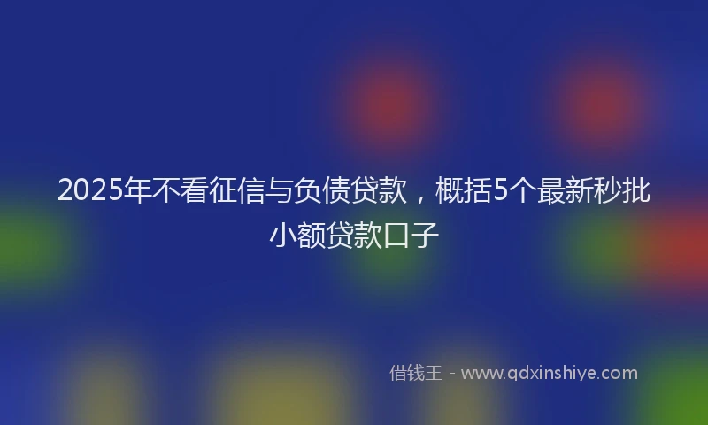 2025年不看征信与负债贷款，概括5个最新秒批小额贷款口子