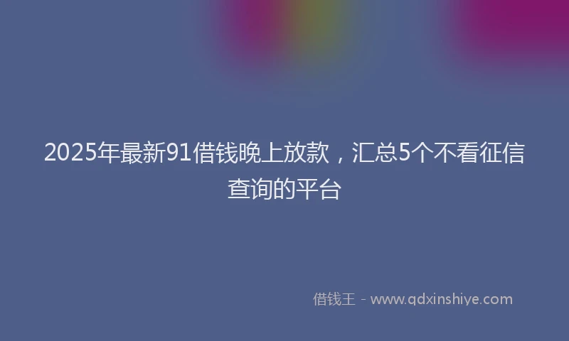 2025年最新91借钱晚上放款，汇总5个不看征信查询的平台