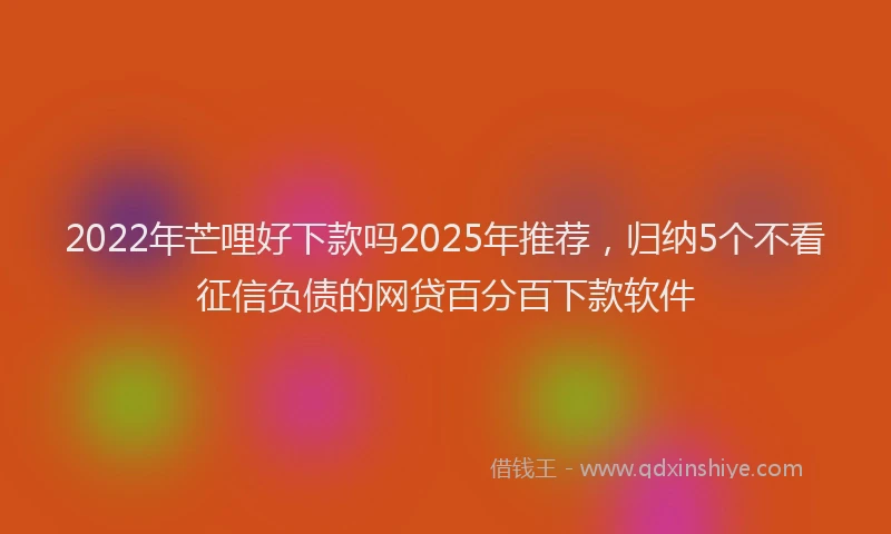 2022年芒哩好下款吗2025年推荐，归纳5个不看征信负债的网贷百分百下款软件